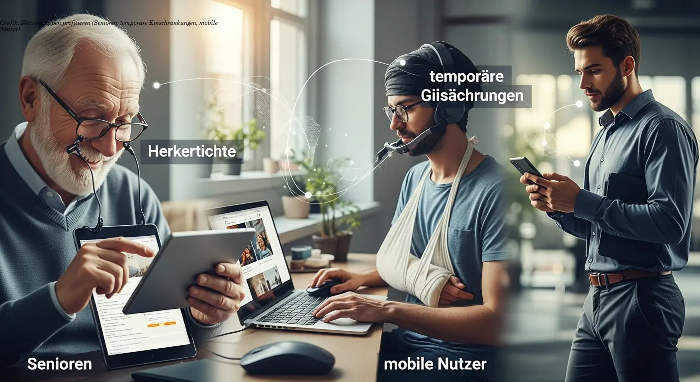 Grafik: Nutzergruppen profitieren (Senioren, temporäre Einschränkungen, mobile Nutzer)