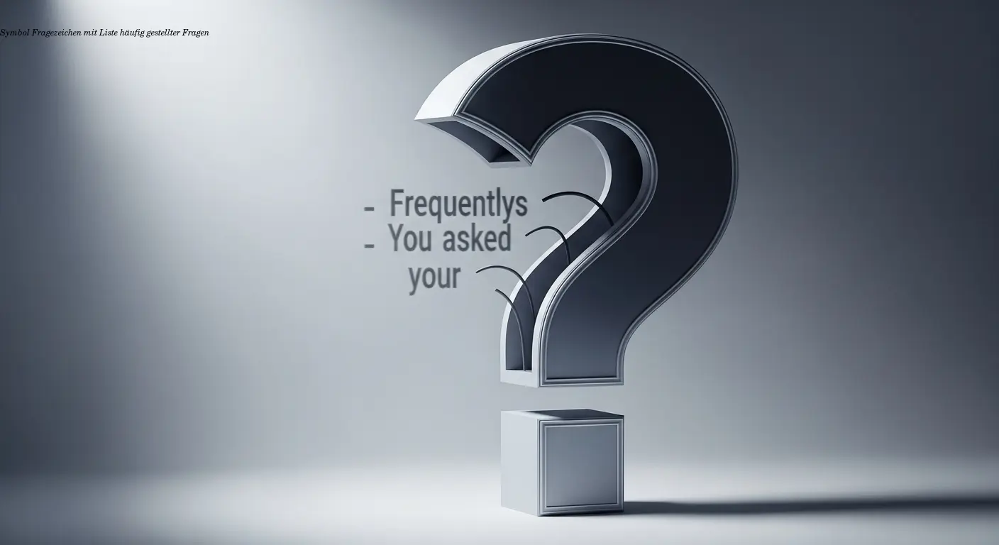 Symbol Fragezeichen mit Liste häufig gestellter Fragen
