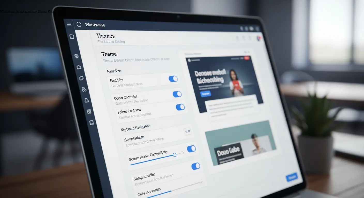 WordPress Dashboard mit Theme‑Einstellungen