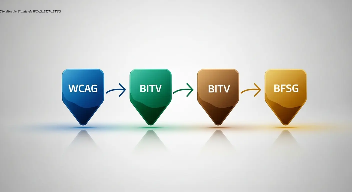 Timeline der Standards WCAG, BITV, BFSG