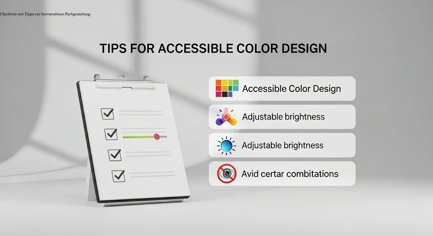Checkliste mit Tipps zur barrierefreien Farbgestaltung