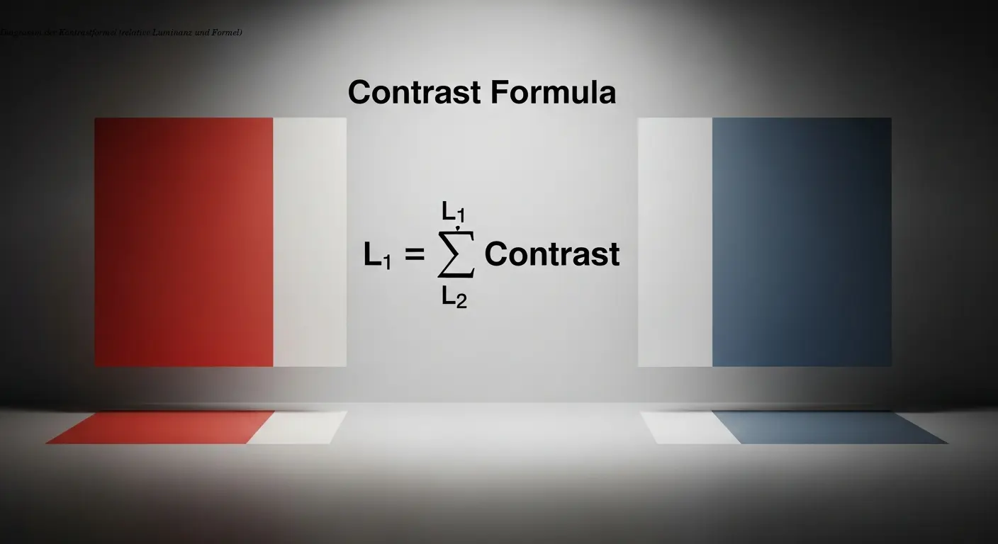 Diagramm der Kontrastformel (relative Luminanz und Formel)