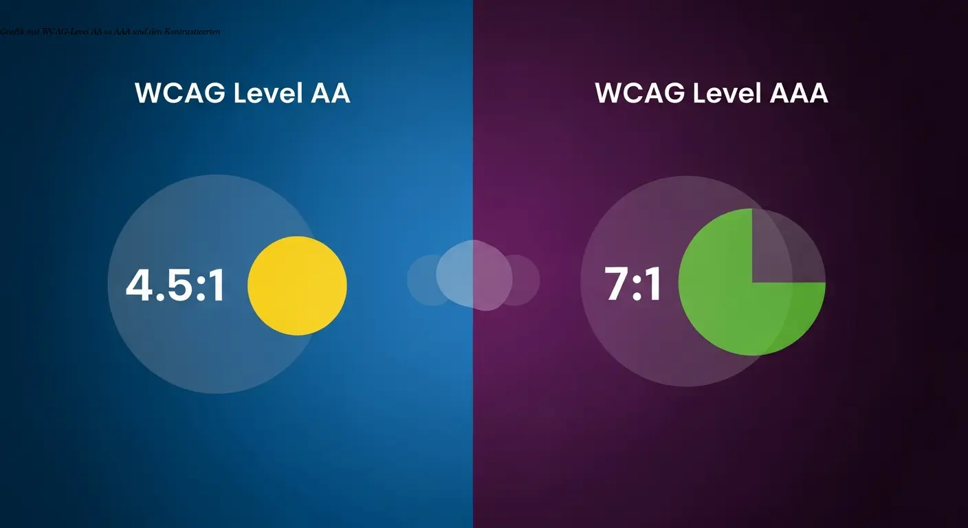 Grafik mit WCAG-Level AA vs AAA und den Kontrastwerten