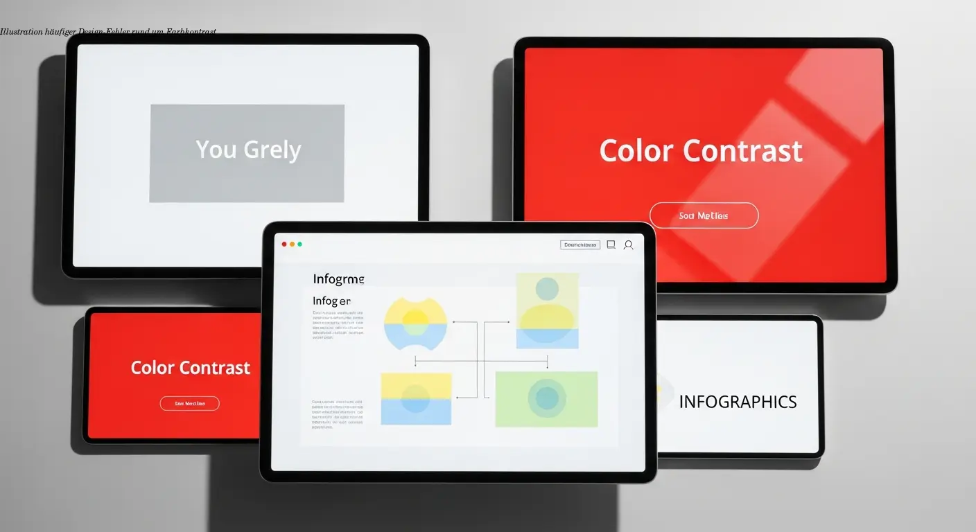 Illustration häufiger Design-Fehler rund um Farbkontrast