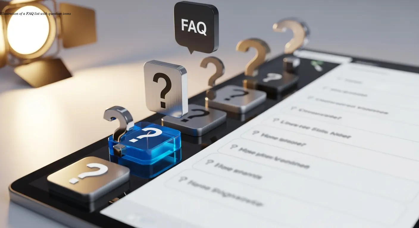 Illustration of a FAQ list with question icons
