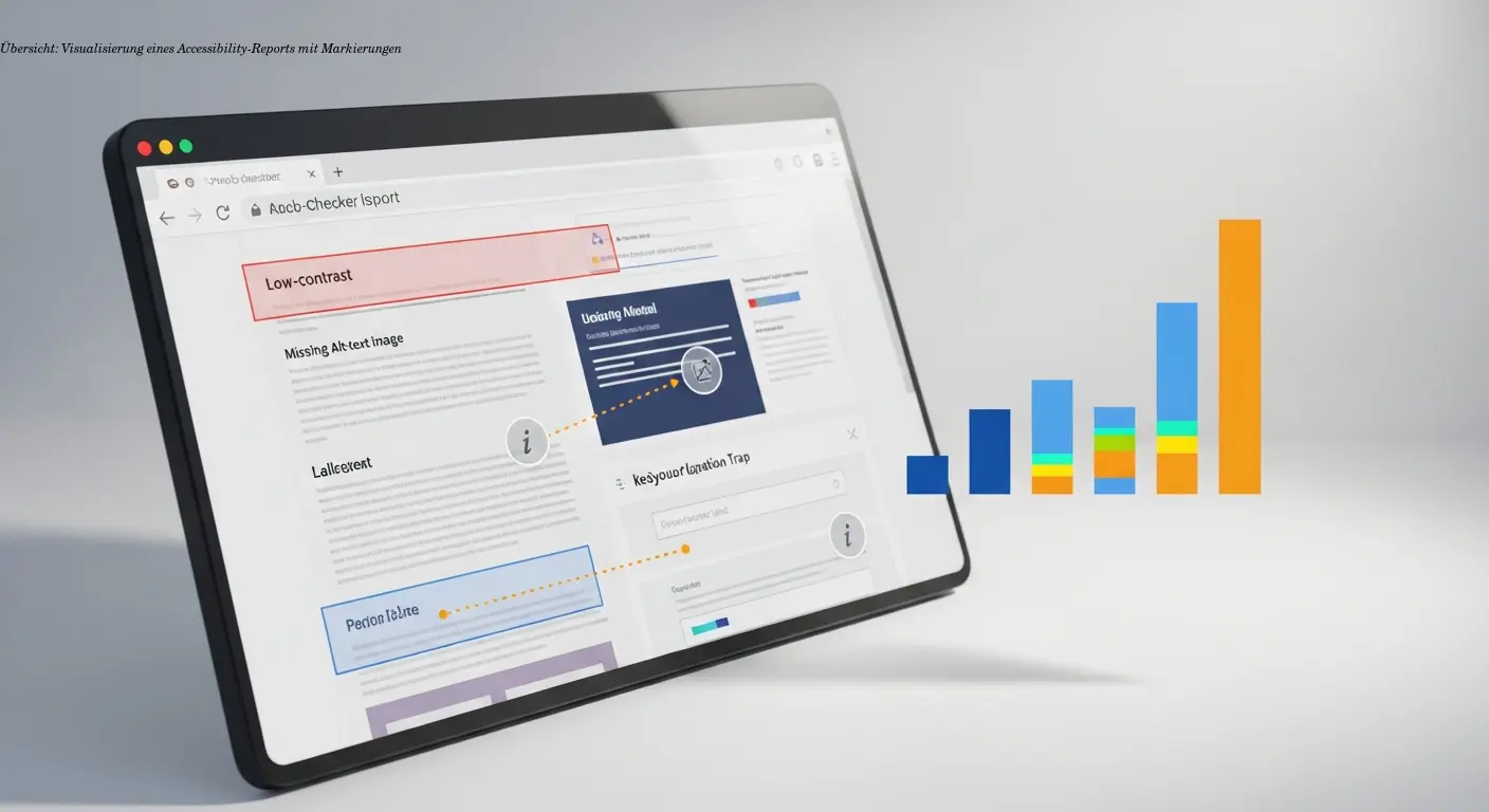 Übersicht: Visualisierung eines Accessibility-Reports mit Markierungen