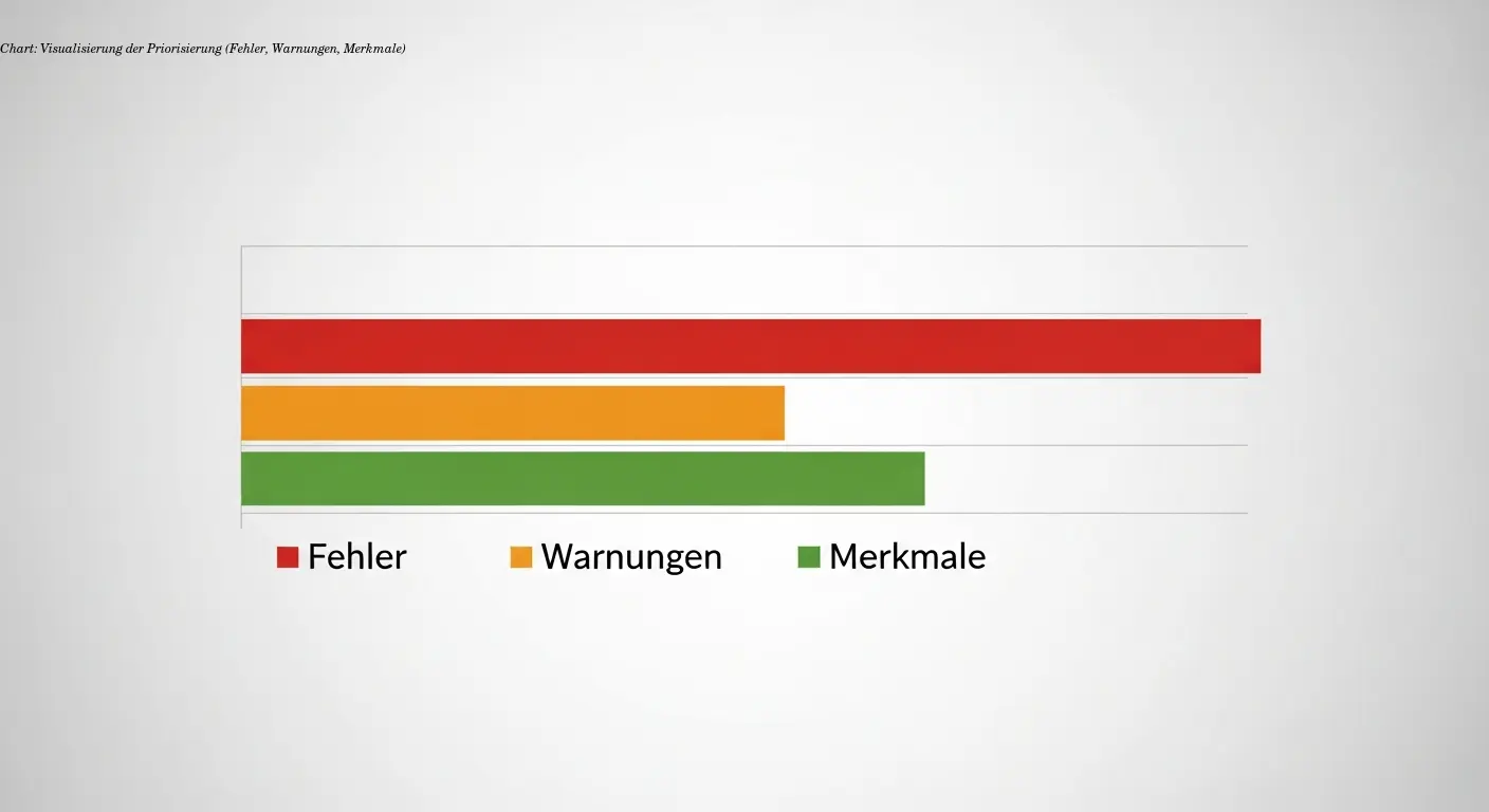 Chart: Visualisierung der Priorisierung (Fehler, Warnungen, Merkmale)