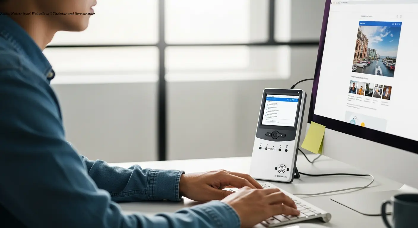 Photo: Nutzer testet Webseite mit Tastatur und Screenreader