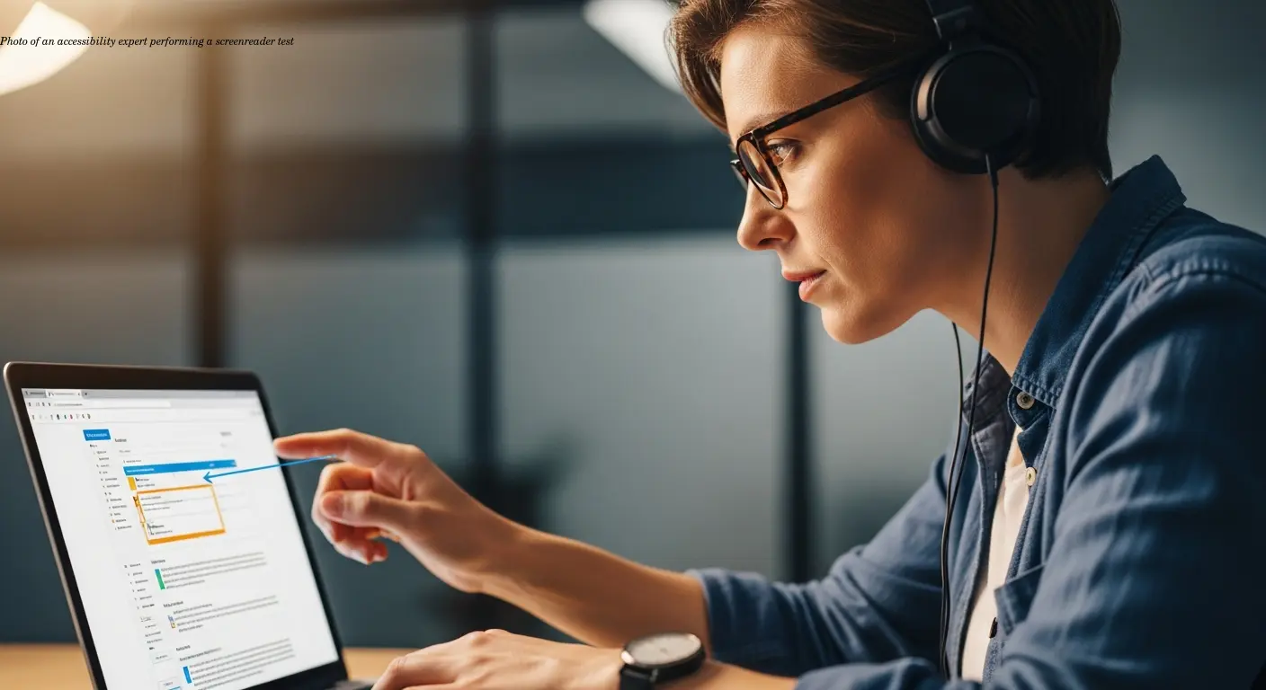 Photo of an accessibility expert performing a screenreader test