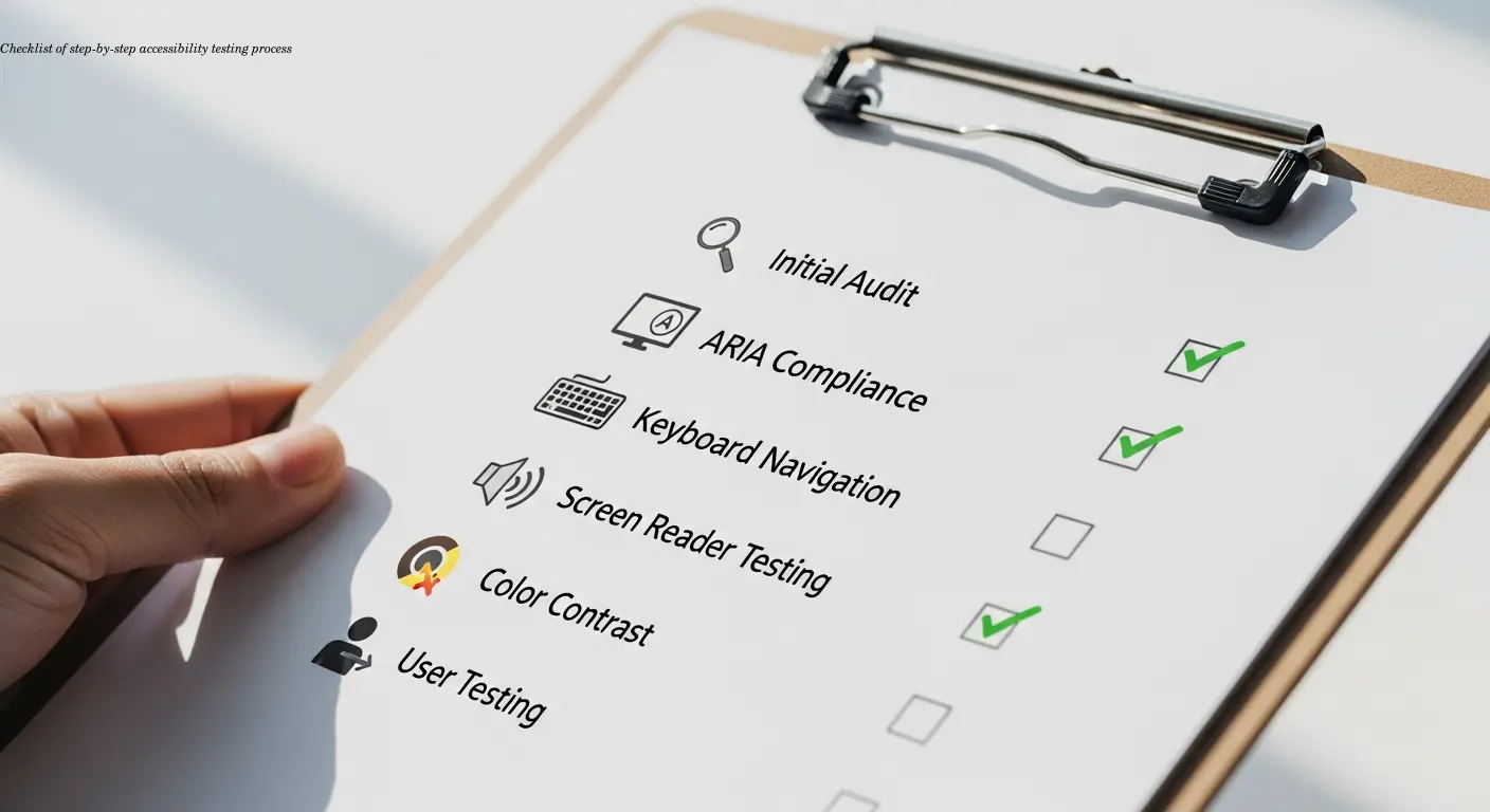 Checklist of step-by-step accessibility testing process