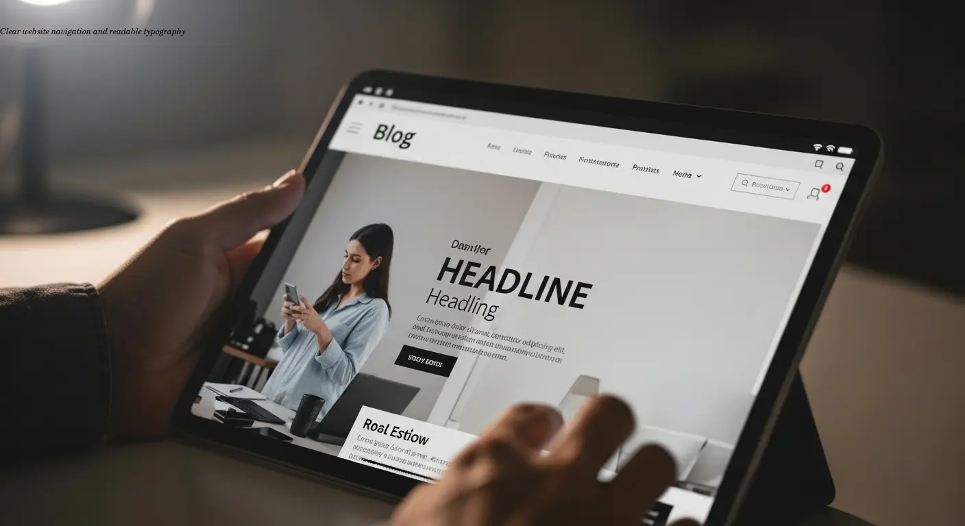 Clear website navigation and readable typography