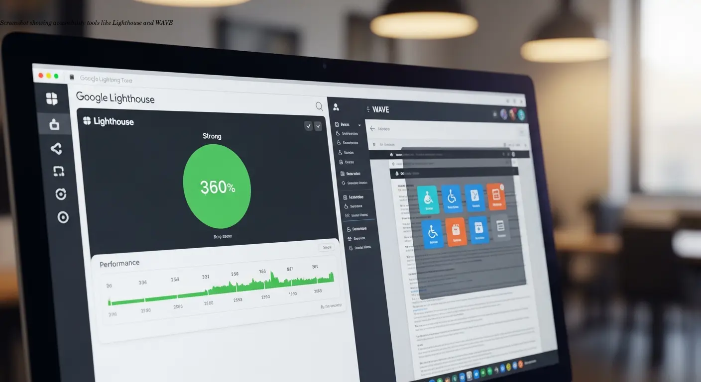 Screenshot showing accessibility tools like Lighthouse and WAVE