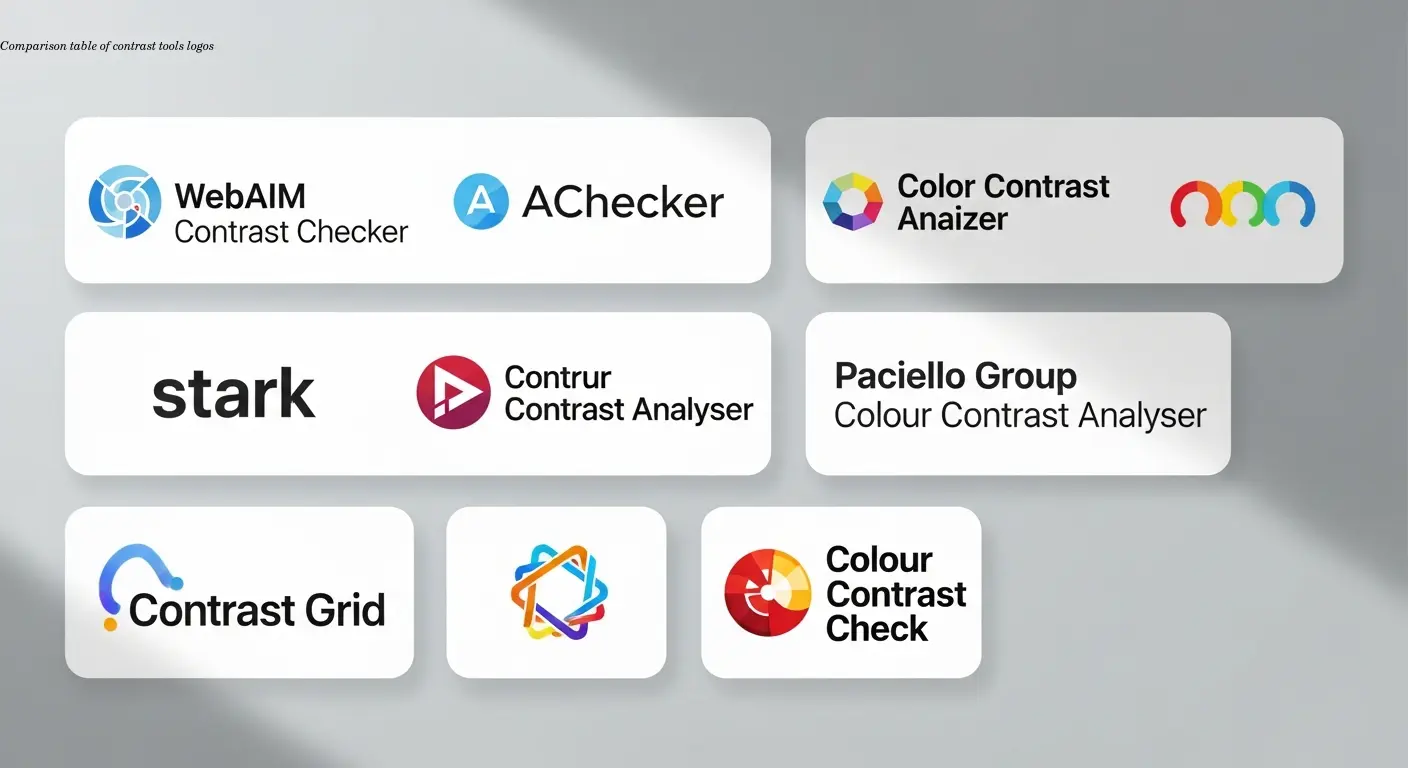 Comparison table of contrast tools logos