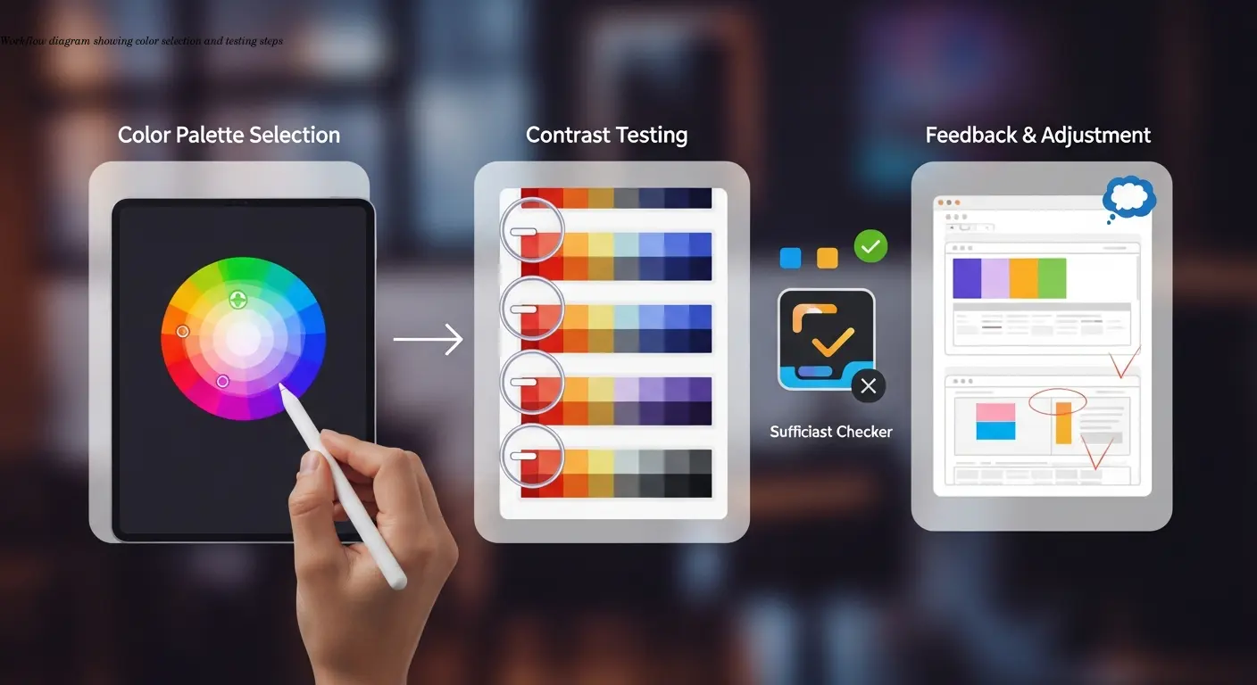 Workflow diagram showing color selection and testing steps