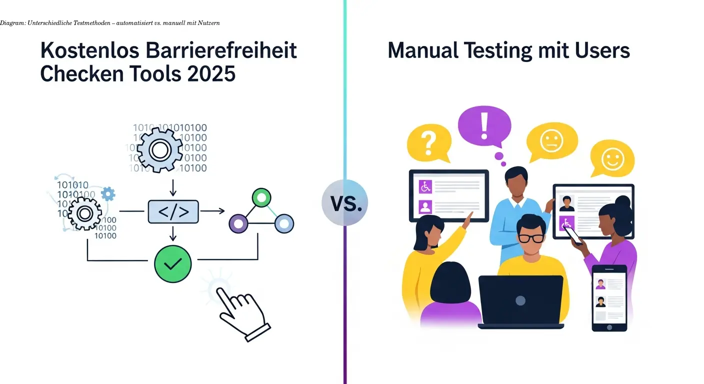 Diagram: Unterschiedliche Testmethoden – automatisiert vs. manuell mit Nutzern
