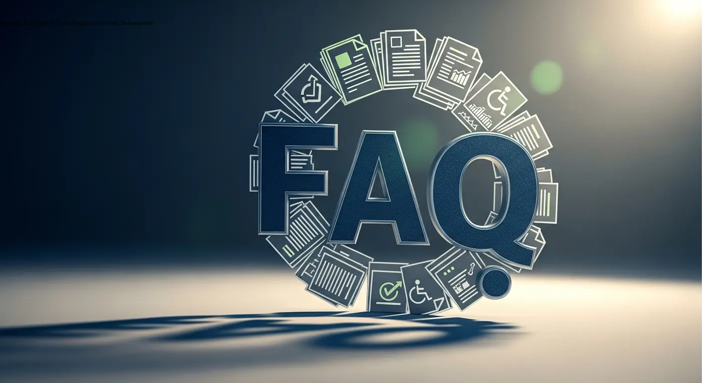 Symbol: FAQ-Symbol mit Fragezeichen und Dokumenten