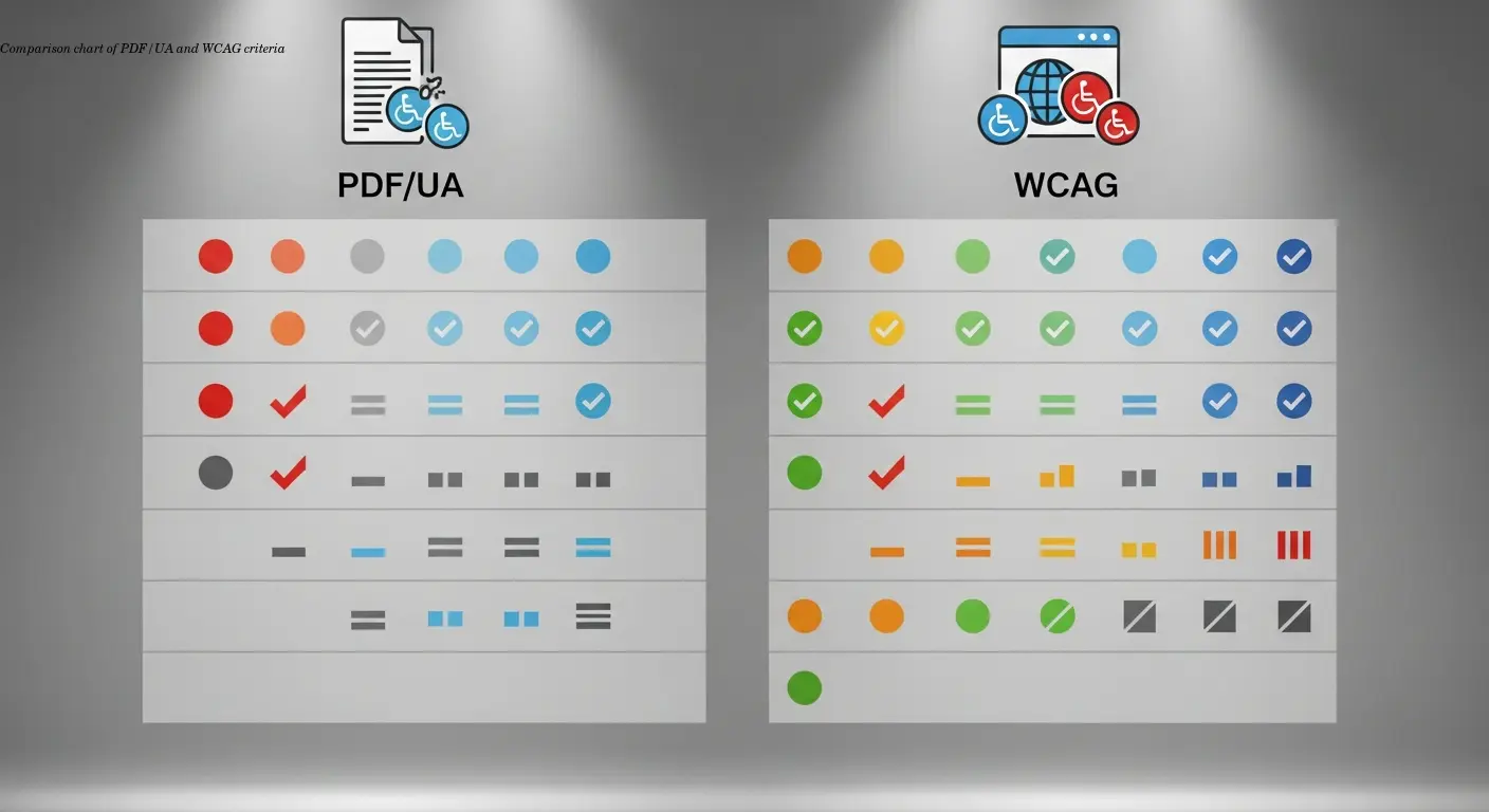 Comparison chart of PDF/UA and WCAG criteria