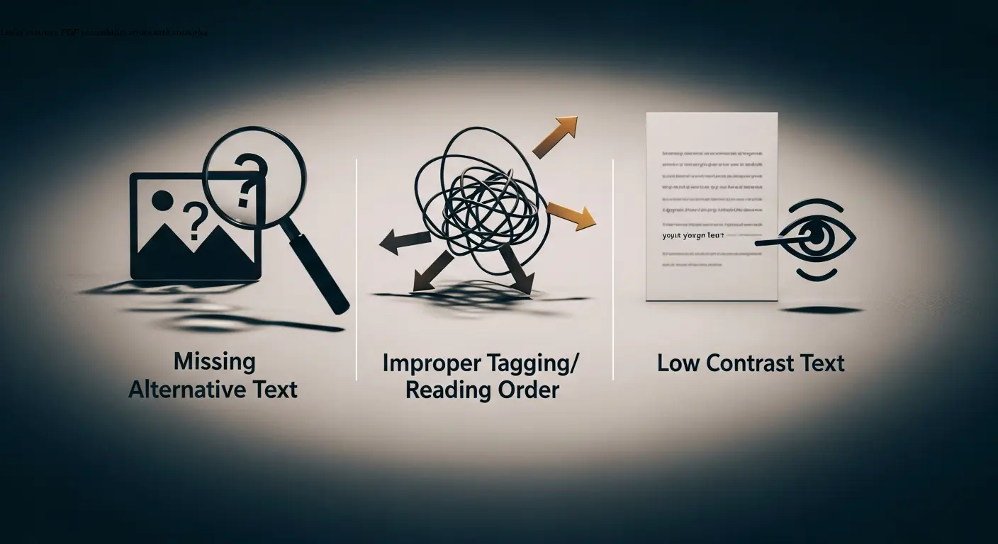 List of common PDF accessibility errors with examples