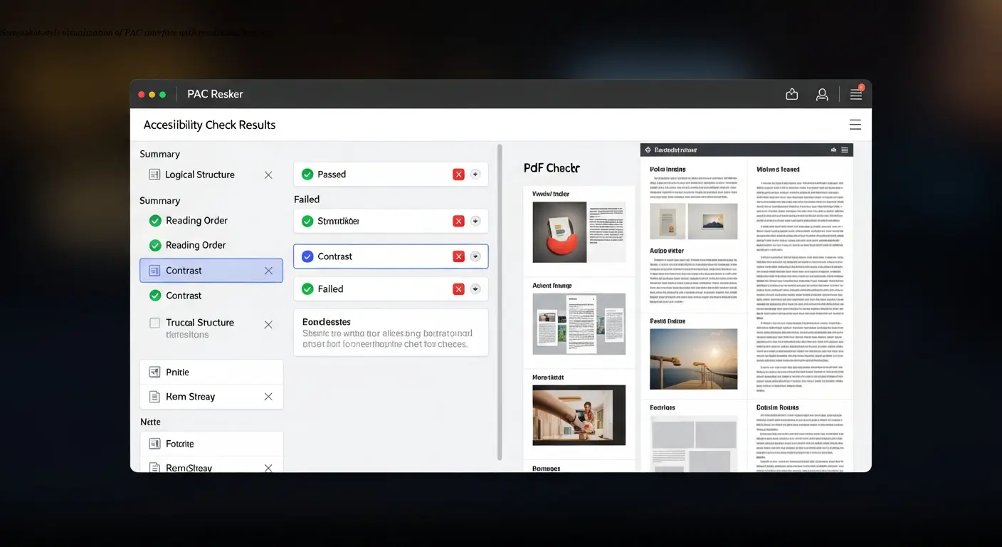 Screenshot-style visualization of PAC interface with results and preview