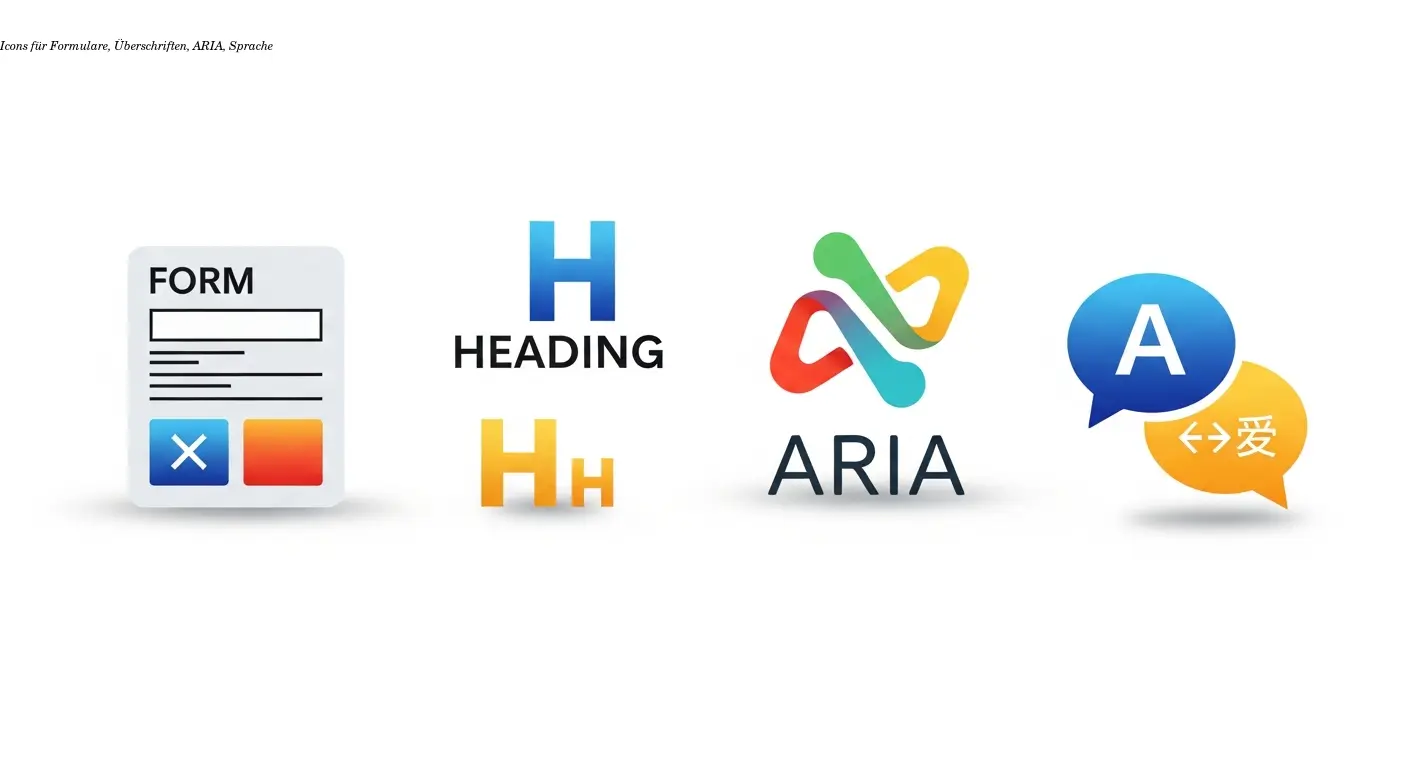 Icons für Formulare, Überschriften, ARIA, Sprache