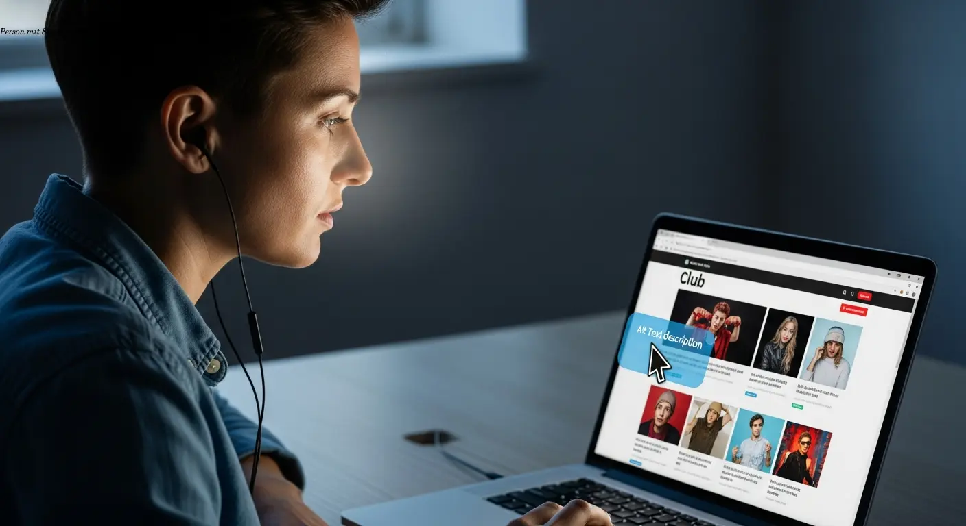 Person mit Screenreader nutzt Vereinswebsite