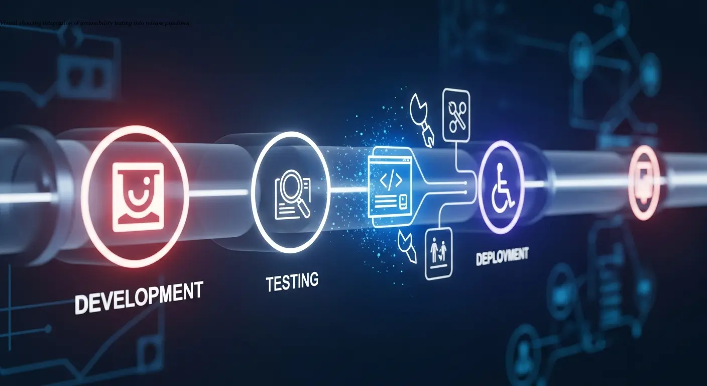 Visual showing integration of accessibility testing into release pipelines