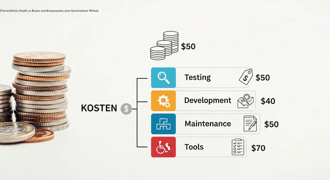 Übersichtliche Grafik zu Kosten und Komponenten einer barrierefreien Website