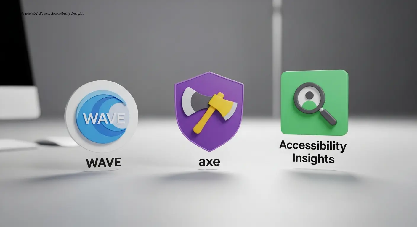 Icons von Tools wie WAVE, axe, Accessibility Insights