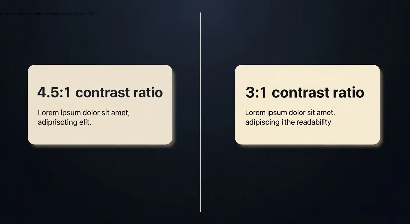 Infografik: Kontrastverhältnisse und Beispiele (4.5:1 vs. 3:1)